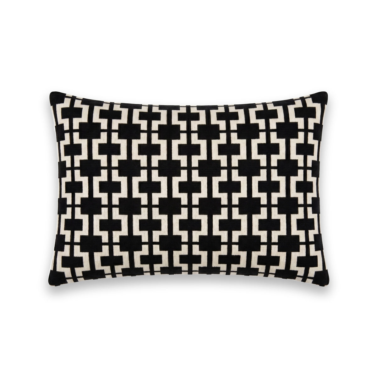 Coussin rectangulaire KORA — Noir & Ivoire