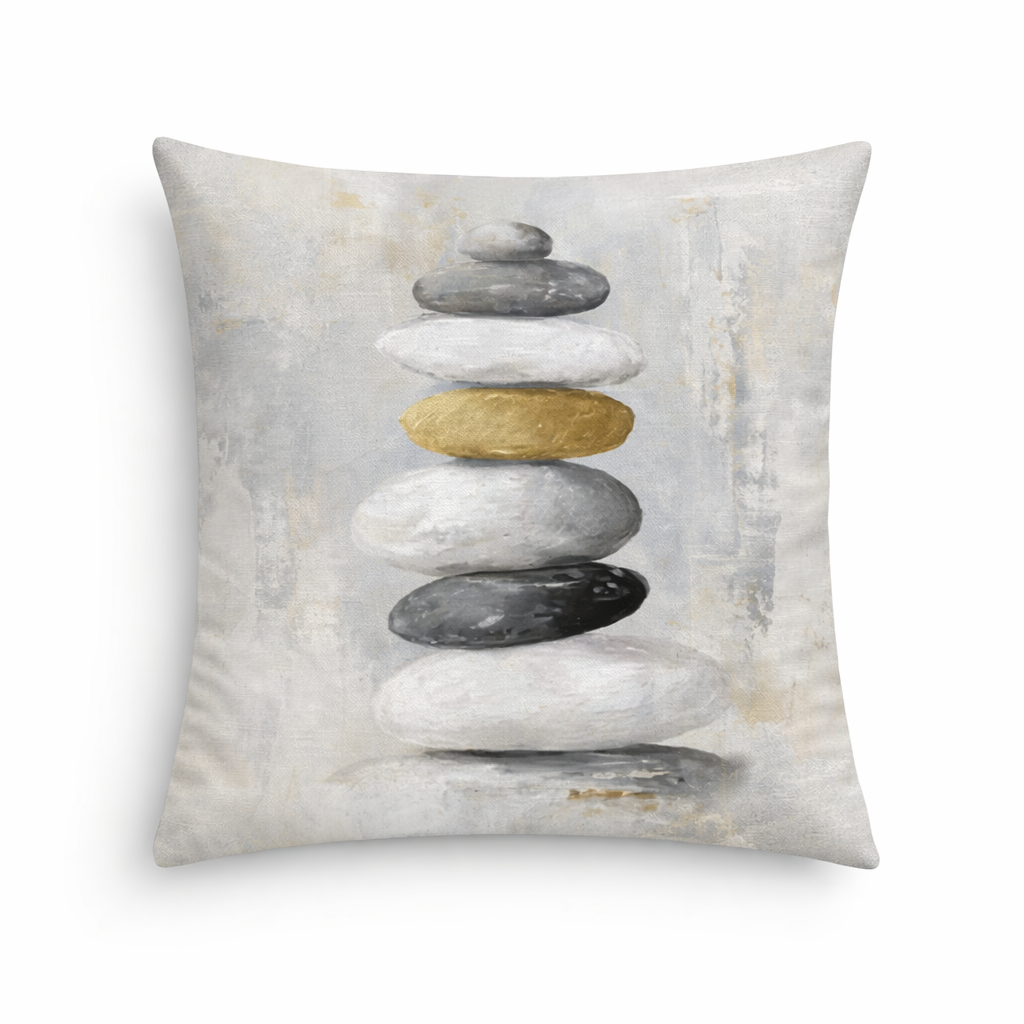 Zen Stones – Coussin décoratif en velours 45 × 45 cm