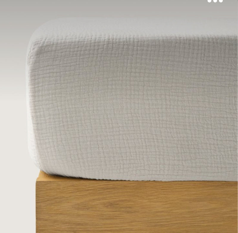 Drap housse Gaze de coton Blanc — Gaze de coton