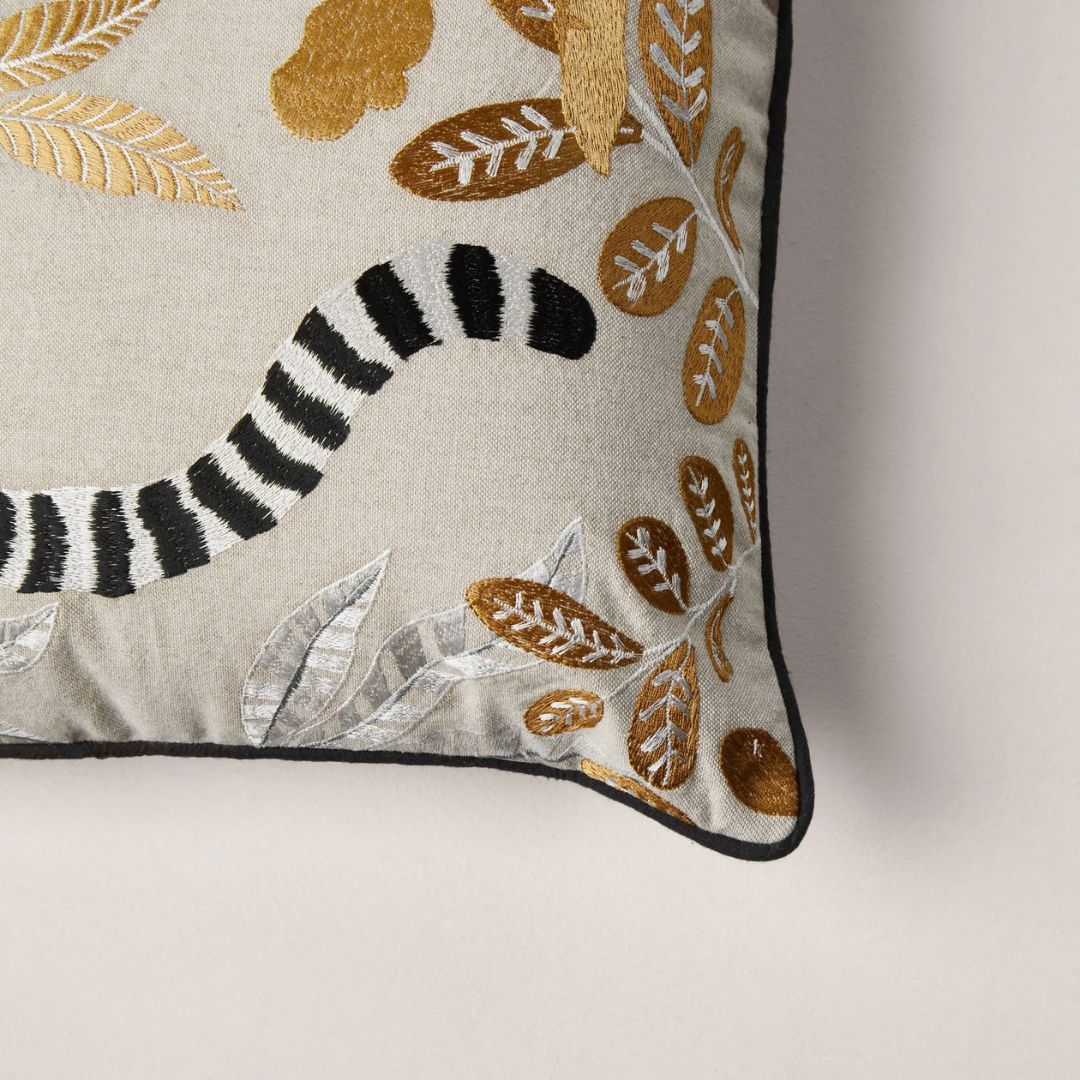 Housse de coussin Madagascar naturel et ocre 40x40 cm