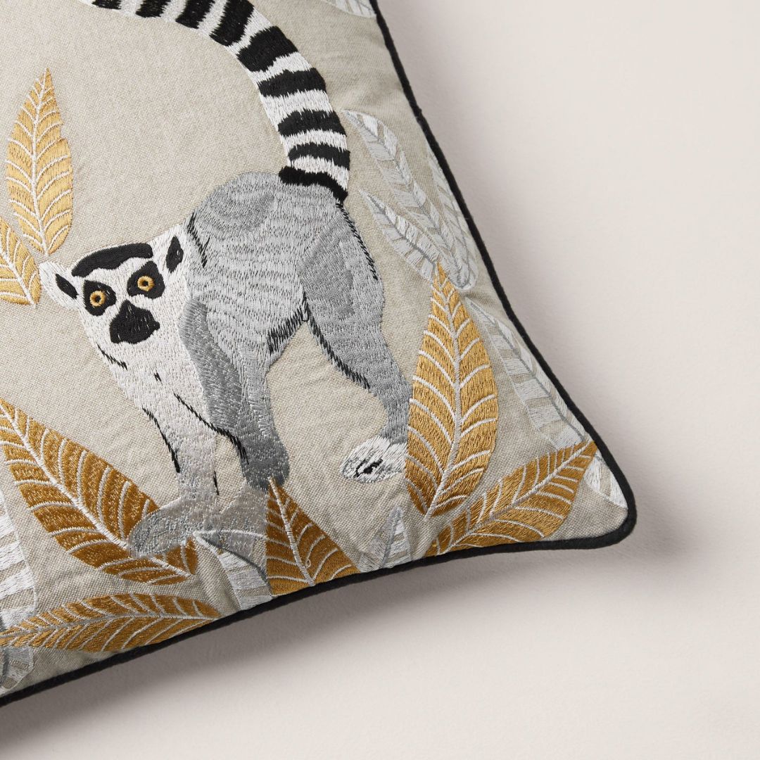 Housse de coussin Madagascar naturel et ocre 40x40 cm