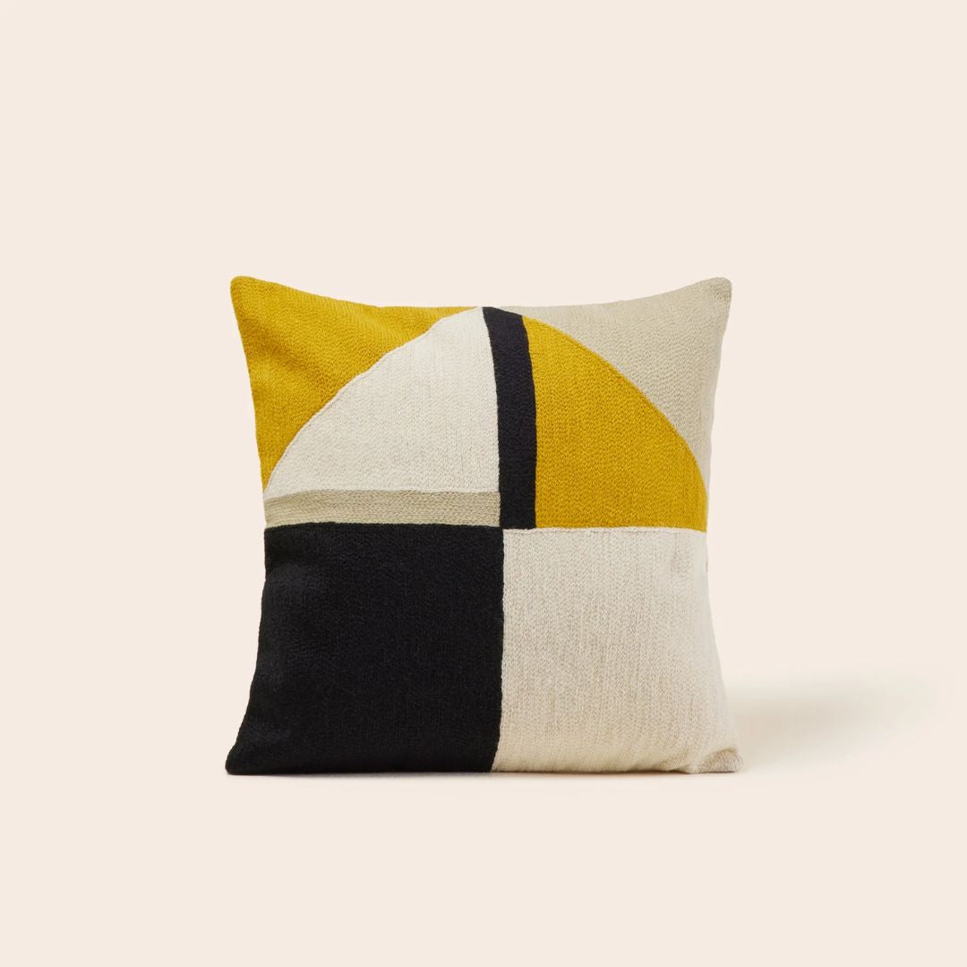 Housse de coussin Triago ocre et noir 40x40 cm