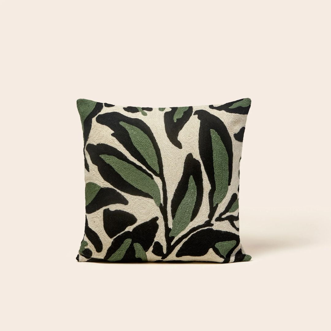 Housse de coussin Pheodora ivoire et sauge 40x40 cm