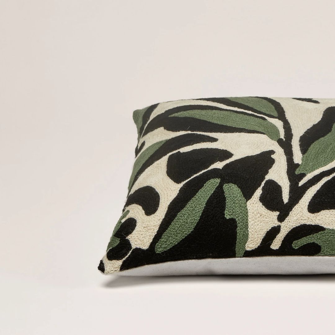 Housse de coussin Pheodora ivoire et sauge 40x40 cm