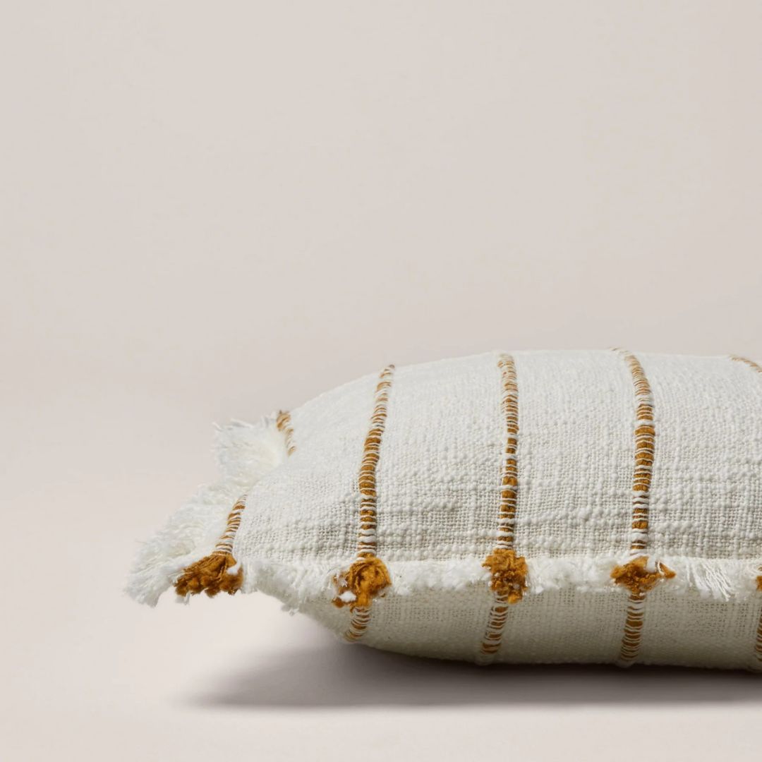 Housse de coussin Taha ivoire et ocre 40x40 cm