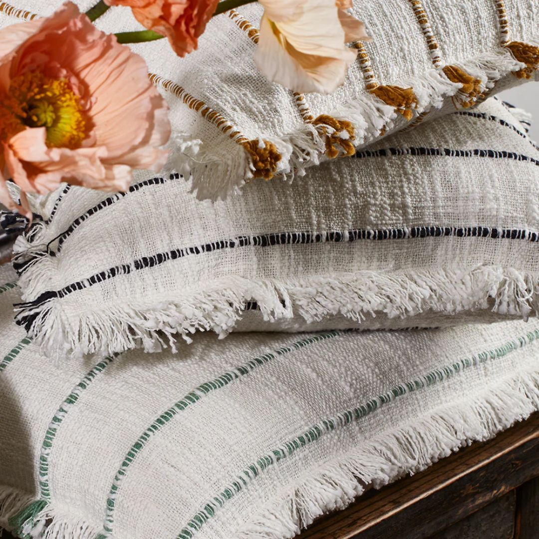 Housse de coussin Taha ivoire et ocre 40x40 cm