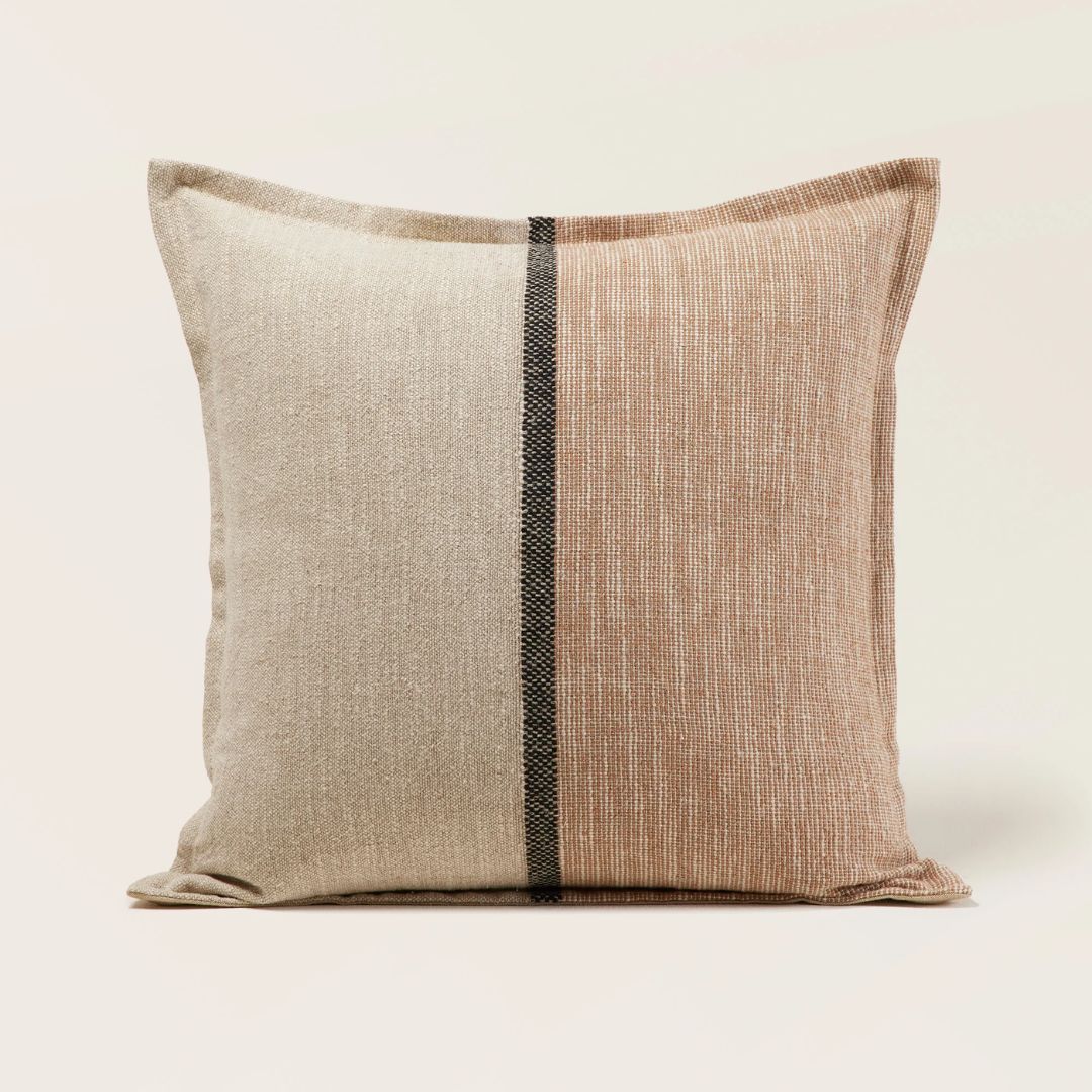 Housse de coussin Hari naturel et brun 50x50 cm