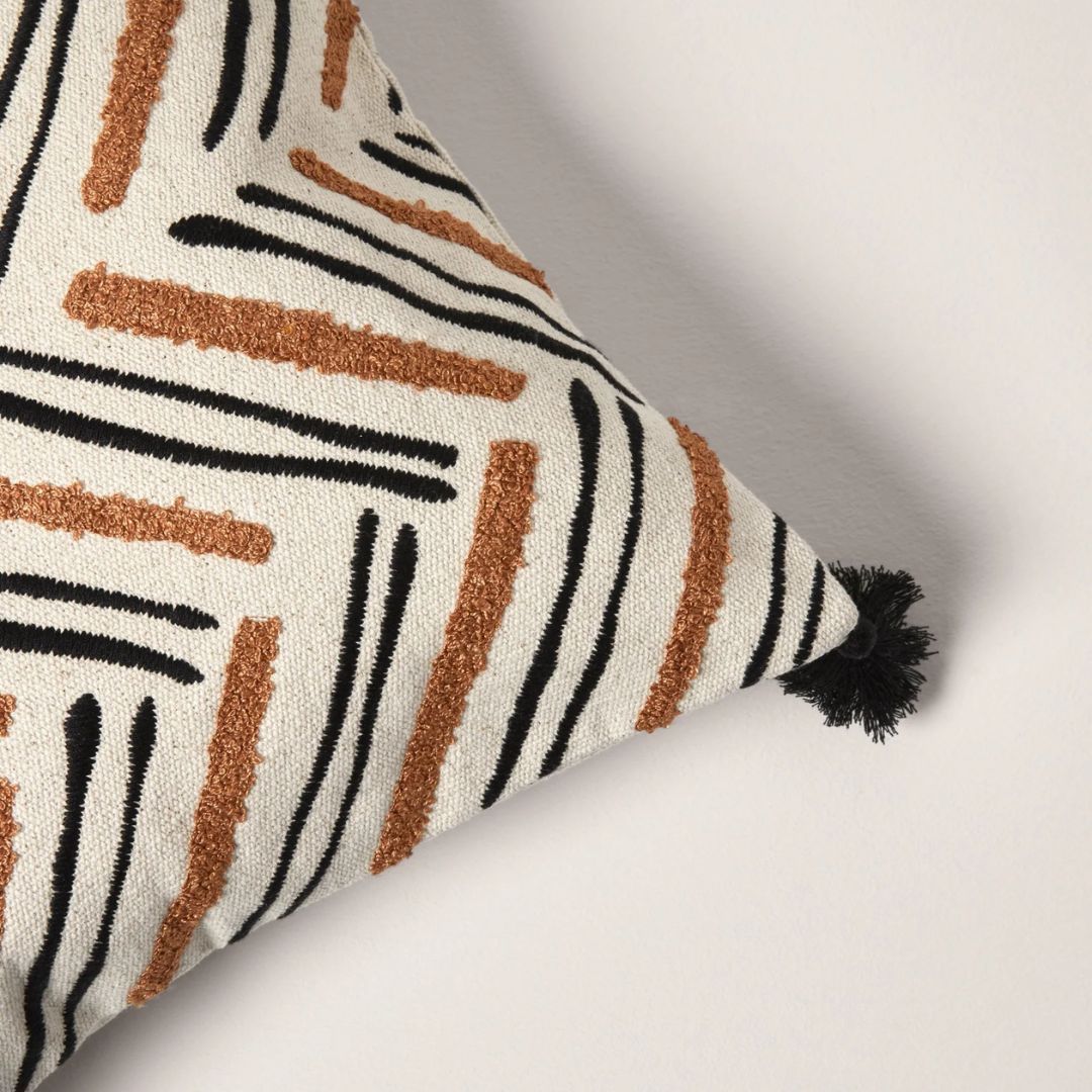 Housse de coussin Oumy naturel et havane 40x40 cm