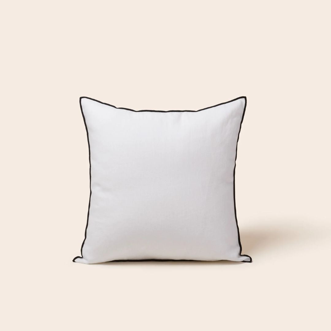Housse de coussin Carlina blanc pur et bourdon noir 40x40 cm
