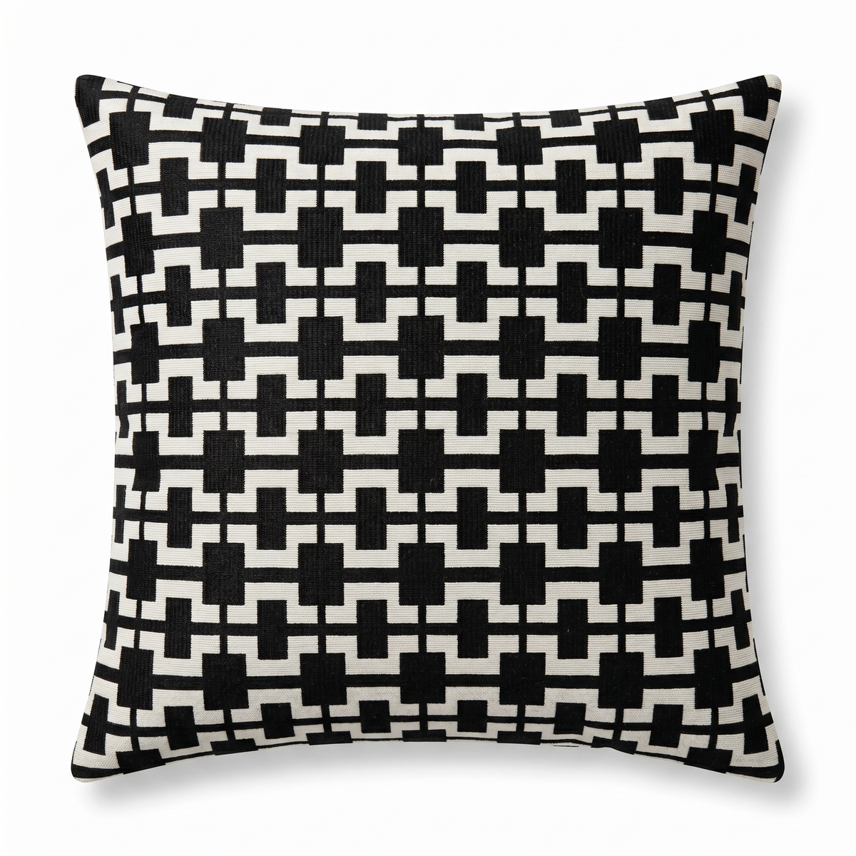 Coussin carré KORA — Noir & Ivoire (45×45 cm)