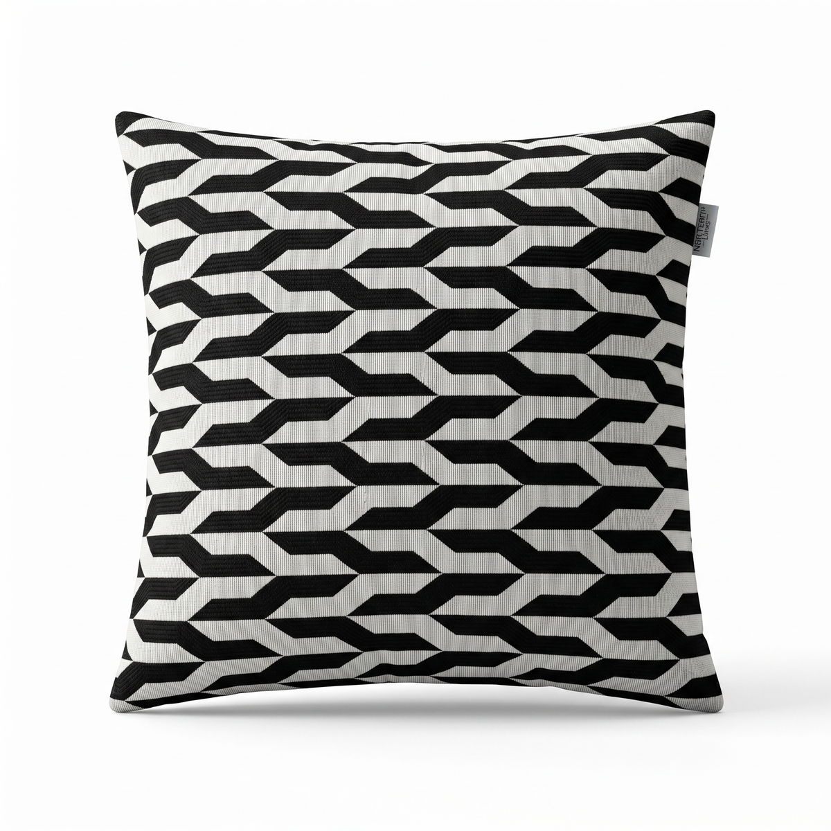 Coussin carré AXIS — Noir & Ivoire (45×45 cm)