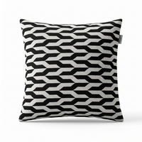 Coussin carré AXIS en velours noir et ivoire, motif flèches graphiques, 45×45 cm — Nwidea Living