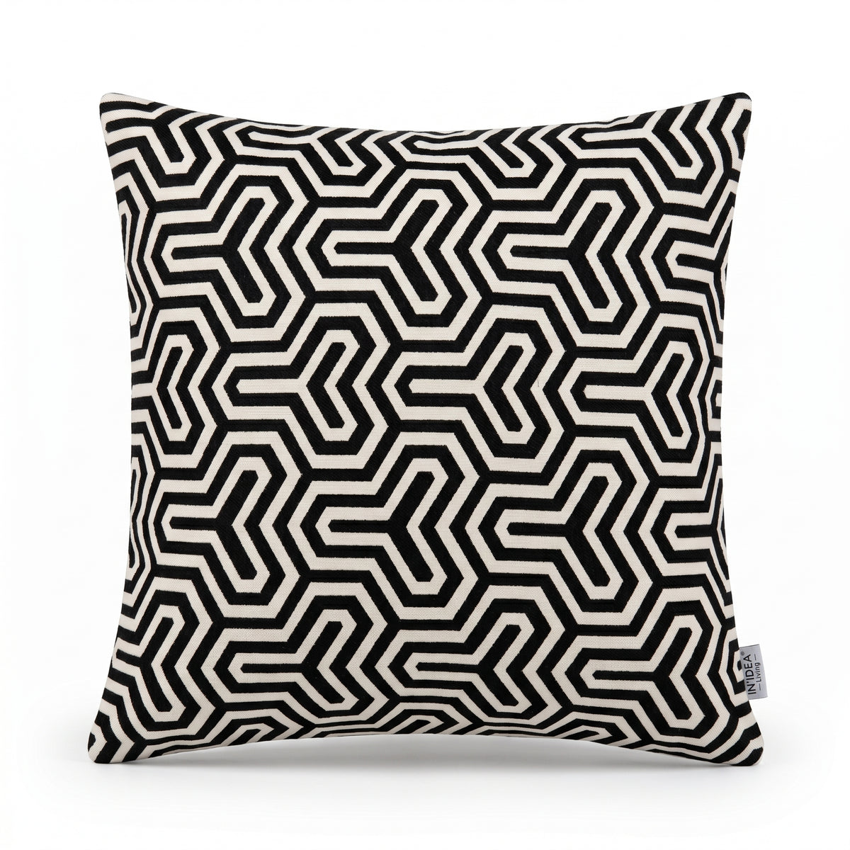 Coussin carré DEDAL — Noir & Ivoire (45×45 cm)