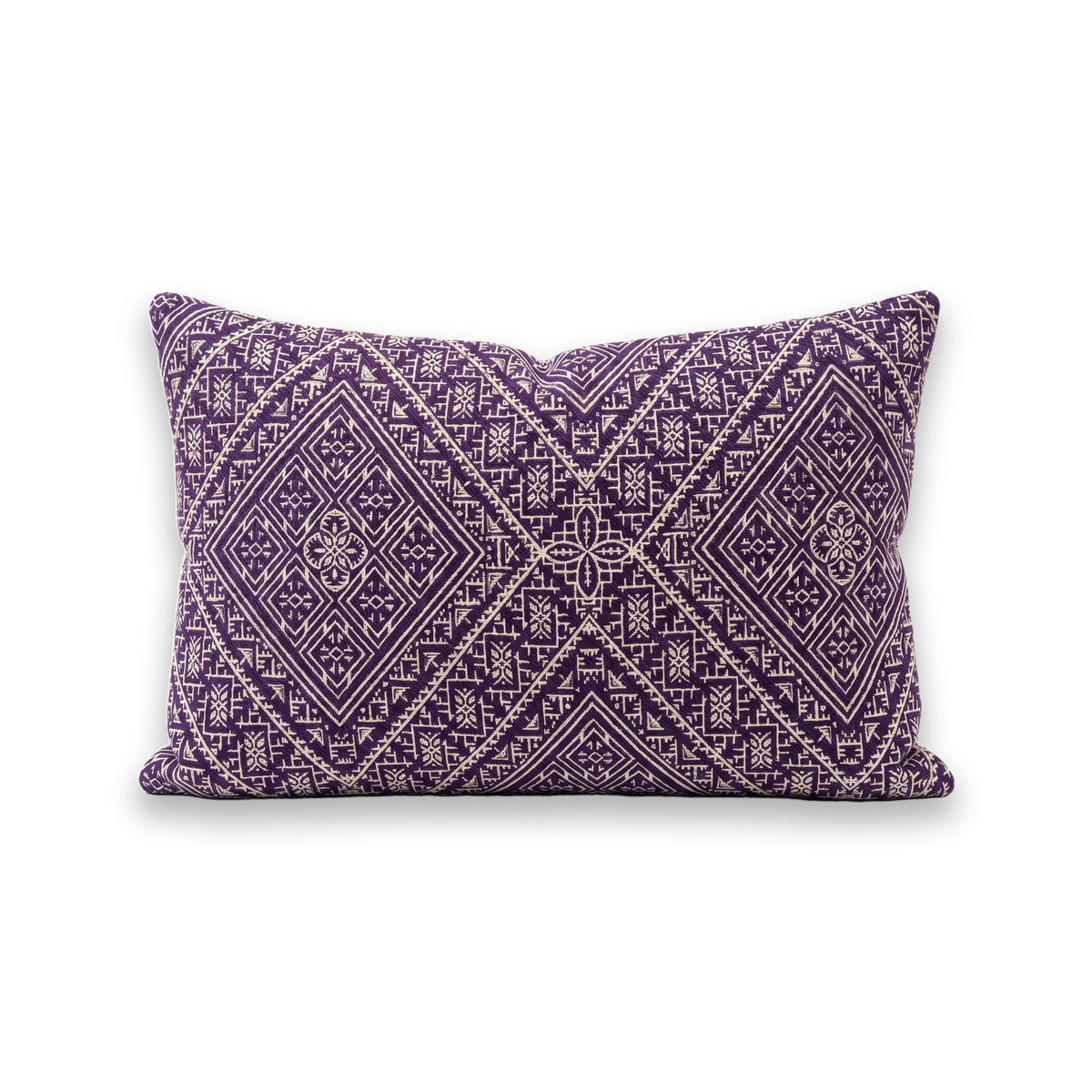 Coussin rectangulaire Beldi FÈS — Brodé Violet & Écru