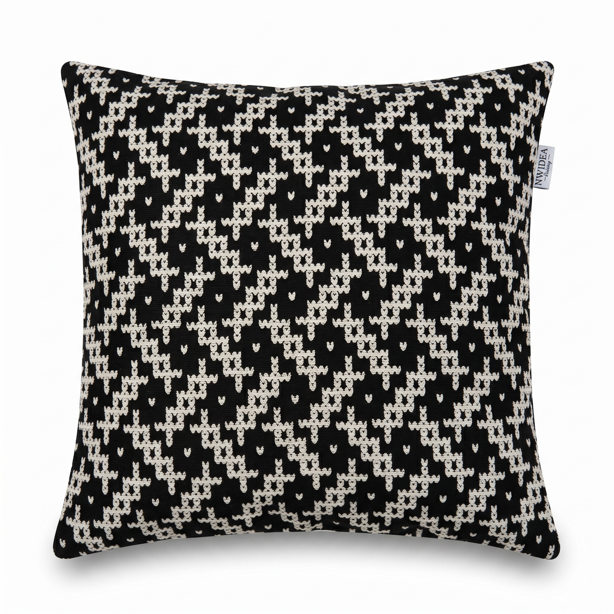 Coussin carré MOZA — Noir & Ivoire (45×45 cm)