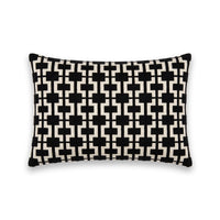 Coussin rectangulaire KORA noir et ivoire blocs