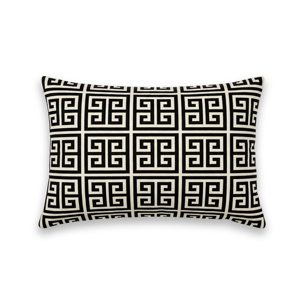 Coussin rectangulaire GRECA — Noir & Ivoire