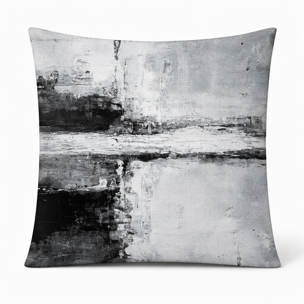 Noir et Neige — Coussin carré décoratif en velours 45×45 cm