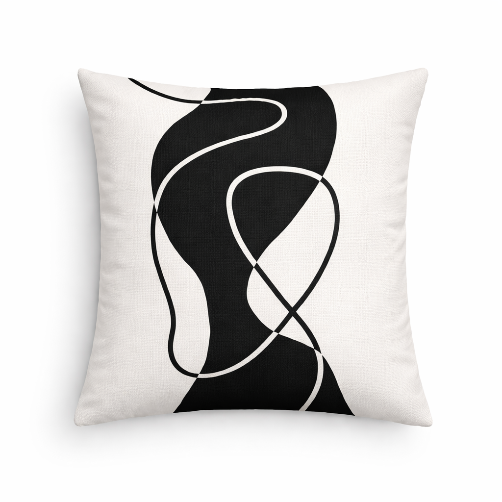 Black Fluidity – Coussin décoratif en velours 45 × 45 cm