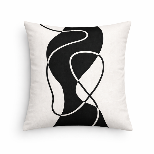 Black Fluidity — Coussin carré décoratif en velours 45×45 cm