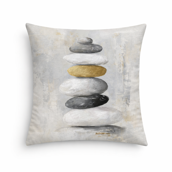 Zen Stones — Coussin carré décoratif en velours 45×45 cm