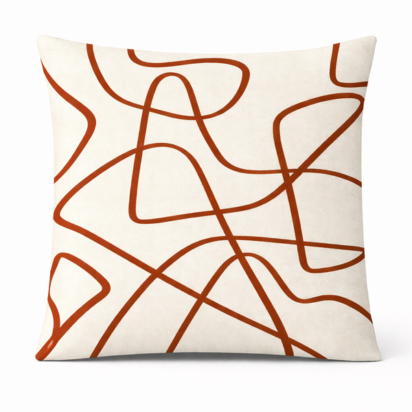 Terra Lines — Coussin carré décoratif en velours 45×45 cm