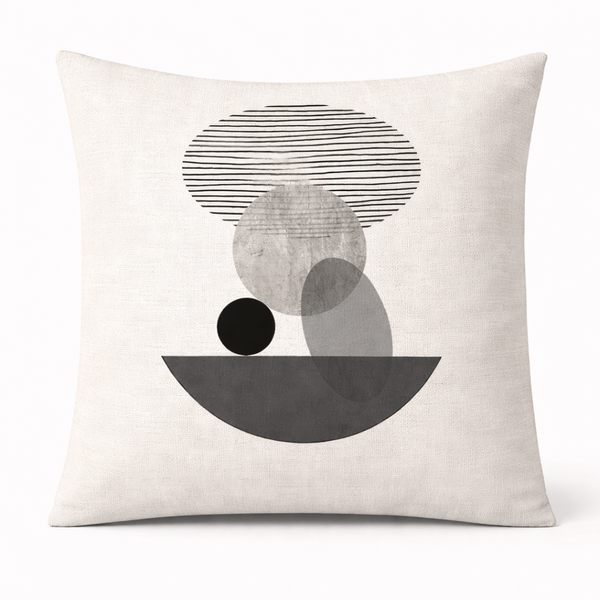Grey Balance 2 — Coussin carré décoratif en velours 45×45 cm