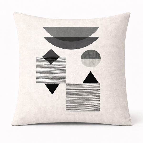 Grey Balance — Coussin carré décoratif en velours 45×45 cm