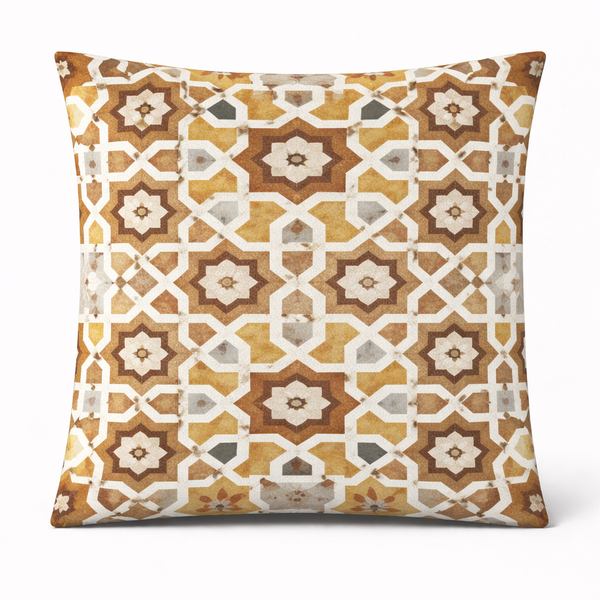 Zellej Heritage — Coussin carré décoratif en velours 45×45 cm