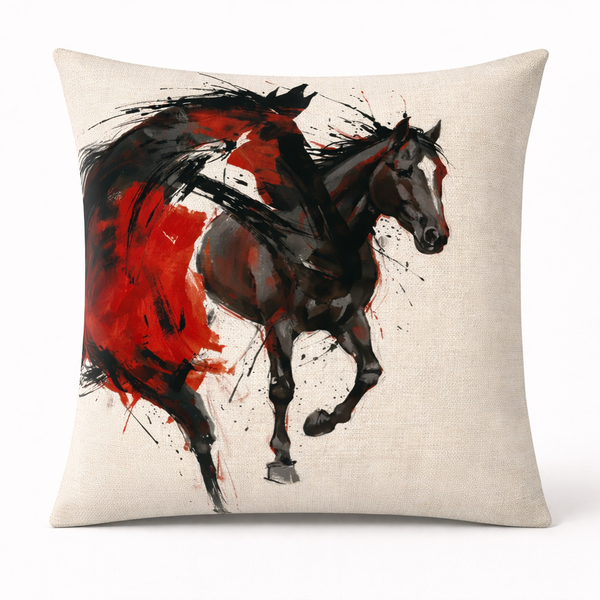 Crimson Spirit — Coussin carré décoratif en velours 45×45 cm