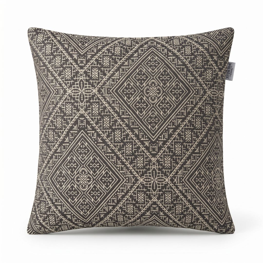 Coussin Beldi FÈS — Brodé Gris Anthracite (45×45 cm)