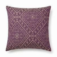 Coussin Beldi brodé violet et or, broderie marocaine de Fès à motifs losanges et rosaces, 45×45 cm — Nwidea Living