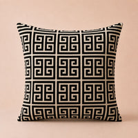 Coussin carré GRECA — Noir & Ivoire (45×45 cm)