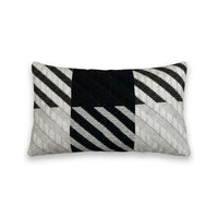 Coussin rectangulaire ZENO noir et ivoire rayé