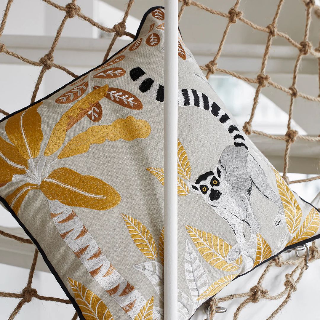 Housse de coussin Madagascar naturel et ocre 40x40 cm