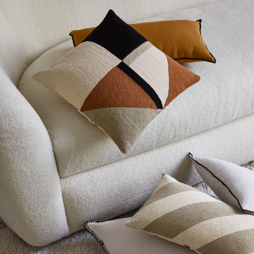 Housse de coussin Triago naturel et noir 40x40 cm