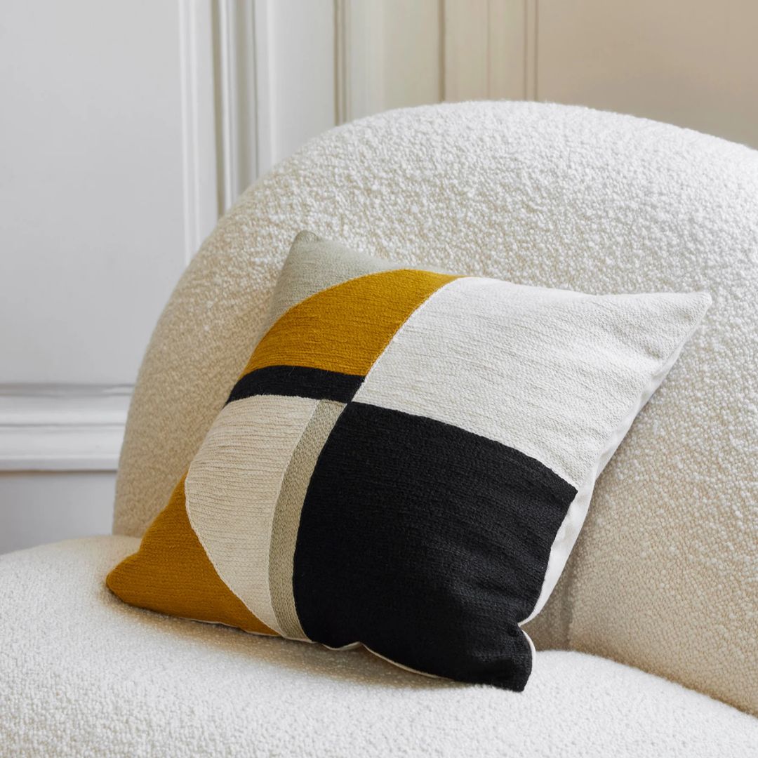 Housse de coussin Triago ocre et noir 40x40 cm