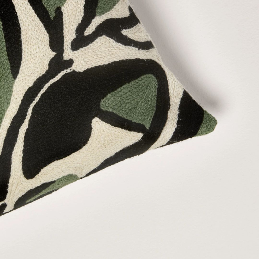 Housse de coussin Pheodora ivoire et sauge 40x40 cm