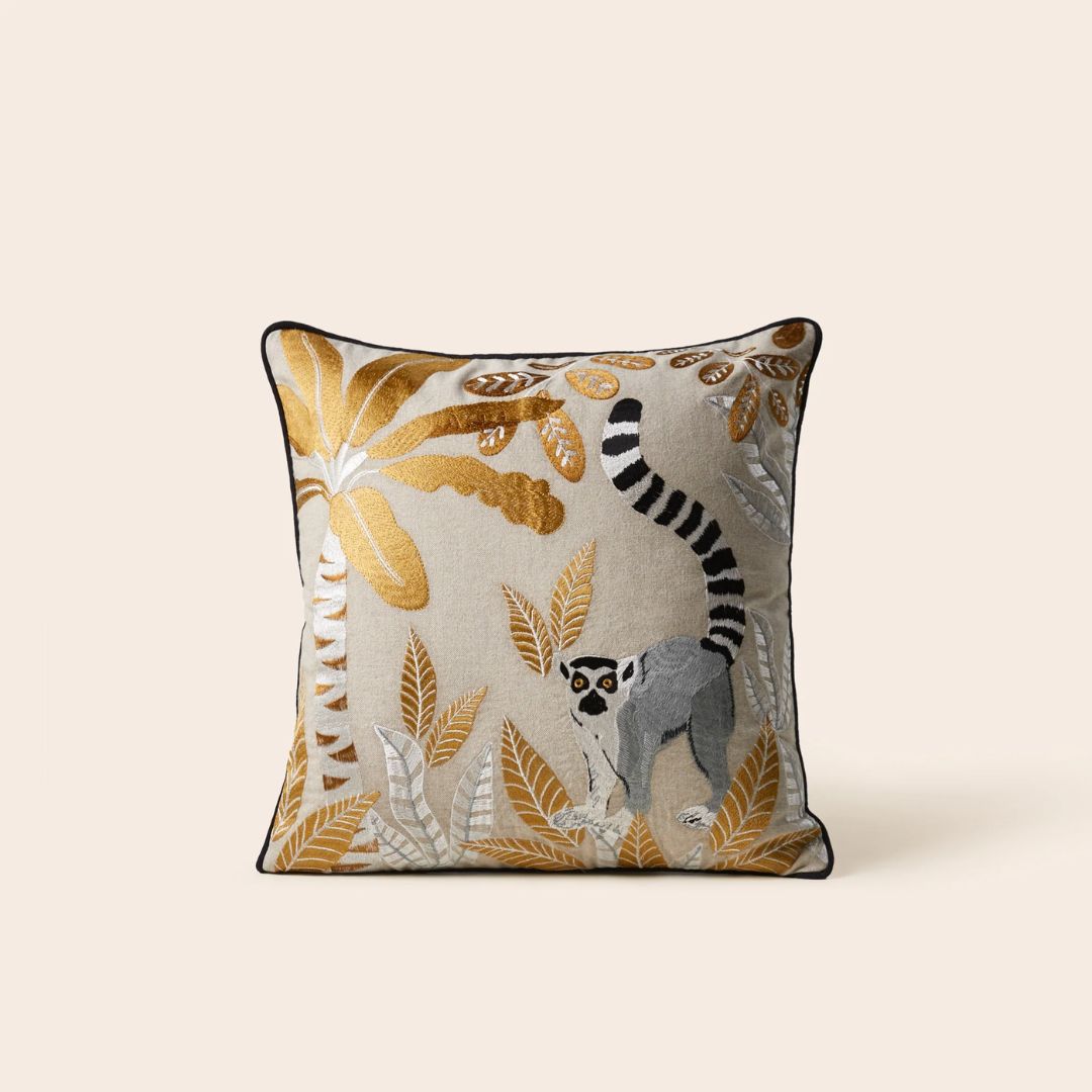 Housse de coussin Madagascar naturel et ocre 40x40 cm