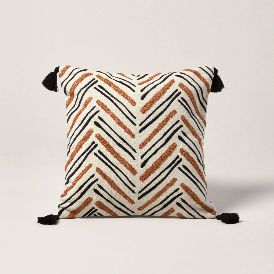 Housse de coussin Oumy naturel et havane 40x40 cm