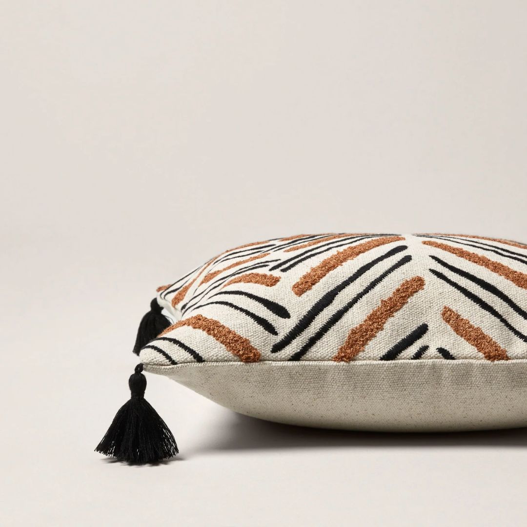 Housse de coussin Oumy naturel et havane 40x40 cm