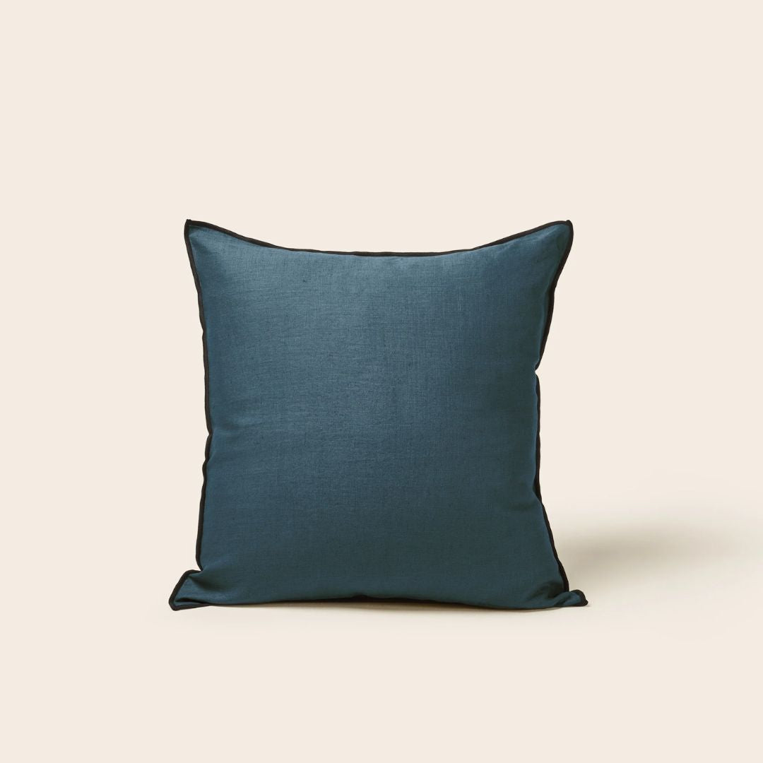 Housse de coussin Carlina pétrole et bourdon noir 40x40 cm